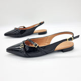 Vizzano 1206-296 Pointy Toe Slingback Flat in Black Patent