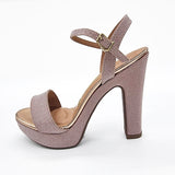 Vizzano 6292-200 High Heel Platform Sandal in Rose Gold Shimmer
