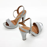 Vizzano 6292-200 High Heel Platform Sandal in Silver Shimmer