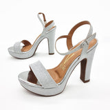 Vizzano 6292-200 High Heel Platform Sandal in Silver Shimmer
