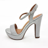 Vizzano 6292-200 High Heel Platform Sandal in Silver Shimmer