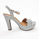 Vizzano 6292-200 High Heel Platform Sandal in Silver Shimmer