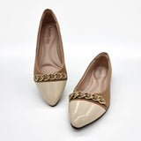 Beira Rio 4136-1106 Pointy Toe Flat in Tan/Cream