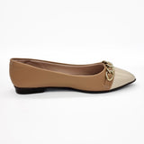 Beira Rio 4136-1106 Pointy Toe Flat in Tan/Cream