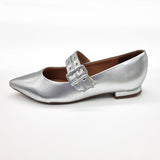 Vizzano 1206-795 Pointy Toe Studded Mary-Jane Flat in Silver