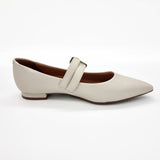 Vizzano 1206-295 Pointy Toe Studded Mary-Jane Flat in Off White