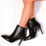 Vizzano 3049-219 Pointy Toe Stiletto Heel Ankle Boot in Black Napa
