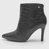 Vizzano 3049-219 Pointy Toe Stiletto Heel Ankle Boot in Black Croc