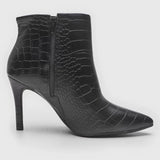 Vizzano 3049-219 Pointy Toe Stiletto Heel Ankle Boot in Black Croc