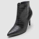 Vizzano 3049-219 Pointy Toe Stiletto Heel Ankle Boot in Black Croc