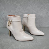 Vizzano 3049-246 Pointy Toe Golden Stiletto Heel Ankle Boot in Cream Croc