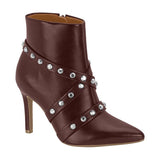 Vizzano 3049-247 Pointy Toe Stiletto Heel Ankle Boot in Burgundy