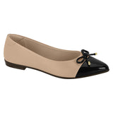 Beira Rio 4136-1102 Pointy Toe Flat in Beige/Black