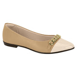 Beira Rio 4136-1106 Pointy Toe Flat in Tan/Cream