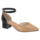 Beira Rio 4182-204 Pointy Toe Ankle Strap Pump in Tan/Black
