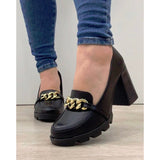 Beira Rio 4251-304 Block Heel Loafer in Black Napa