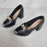 Beira Rio 4251-304 Block Heel Loafer in Black Napa