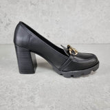 Beira Rio 4251-304 Block Heel Loafer in Black Napa