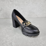Beira Rio 4251-304 Block Heel Loafer in Black Napa