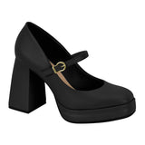 Beira Rio 4298-103 Block Heel Mary-Jane Pump in Black Napa