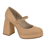 Beira Rio 4298-103 Block Heel Mary-Jane Pump in Tan Napa