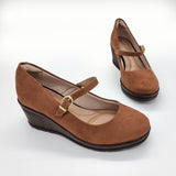 Beira Rio 4299-101 Mary-Jane Wedge in Amber Suede