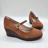 Beira Rio 4299-101 Mary-Jane Wedge in Amber Suede
