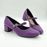 Beira Rio 4301-101 Low Heel Mary-Jane Pump in Violet Napa