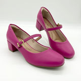 Beira Rio 4301-101 Low Heel Mary-Jane Pump in Magenta Napa