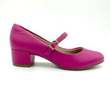 Beira Rio 4301-101 Low Heel Mary-Jane Pump in Magenta Napa