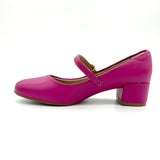 Beira Rio 4301-101 Low Heel Mary-Jane Pump in Magenta Napa