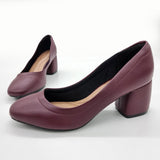 Beira Rio 4304-100 Block Heel Pump in Wine Napa