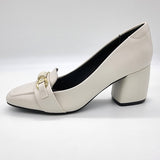 Beira Rio 4304-104 Block Heel Loafer Pump in Off White Napa