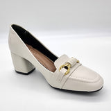 Beira Rio 4304-104 Block Heel Loafer Pump in Off White Napa