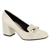 Beira Rio 4304-104 Block Heel Loafer Pump in Off White Napa