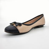 Moleca 5027-1407 Round Toe Ballerina Flat in Beige/Black