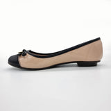 Moleca 5027-1407 Round Toe Ballerina Flat in Beige/Black