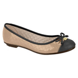 Moleca 5027-1407 Round Toe Ballerina Flat in Beige/Black