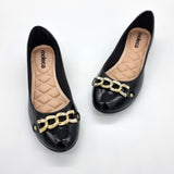 Moleca 5027-1444 Round Toe Ballerina Flat in Black Patent