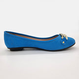 Moleca 5027-1444 Round Toe Ballerina Flat in Blue Suede