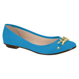 Moleca 5027-1444 Round Toe Ballerina Flat in Blue Suede