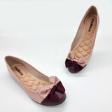 Moleca 5027-1445 Round Toe Ballerina Flat in Pink/Wine