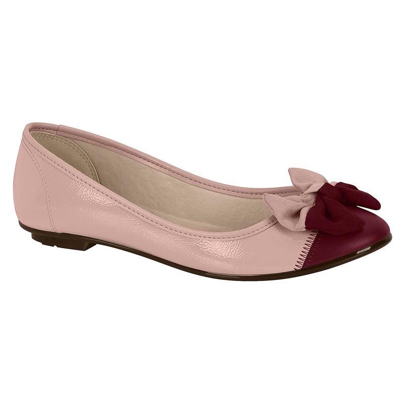 Moleca 5027-1445 Round Toe Ballerina Flat in Pink/Wine
