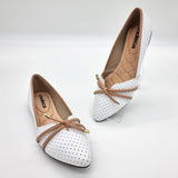 Moleca 5301-363 Pointy Toe Ballerina Flat in White