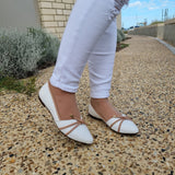 Moleca 5301-363 Pointy Toe Ballerina Flat in White