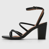 Vizzano 6262-1001 Block Heel Strapy Sandal in Black Napa