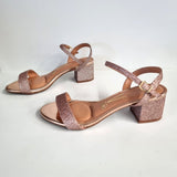 Vizzano 6291-900 Low Heel Sandal in Rose Gold Glitter