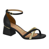 Vizzano 6428-131 Low Heel Sandal in Black/Golden