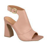 Vizzano 6493-103 Block Heel Open Toe Bootie in Nude Napa