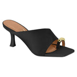 Vizzano 6536-102 Open Toe Mule Heel in Black Napa